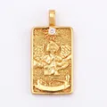 Gold-plated brass Tarot Judgement pendant with embossed archangel and cubic zirconia - 11. Judgement