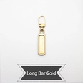 Universal gold replacement zipper pull with rectangular metal slider for bags and jackets - Long Rectangular - Gold