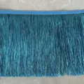 Bright blue metallic fringe trim for stage costumes and dance wear decoration - Lake Blue