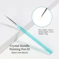Pennello nail art liner corto da 0,7 cm con manico in cristallo blu da 14,4 cm - 02 Pennello per Disegno Linee Corte