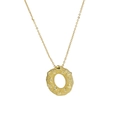 Golden brass necklace with a textured round bubble-style pendant for women - Necklace O