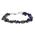 Lapis lazuli and gray mineral stone chip bracelet with adjustable lobster clasp and tail chain - Lapis Lazuli