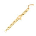 Goldenes Gliederkettenarmband mit Herzanhänger und weißer Perleneinlage für Damen - 2# Herz Armband