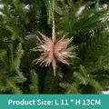 Stella glitterata oro rosa 11x13cm appesa a un ramo verde di un albero di Natale - Stile 07-Stella Glitterata