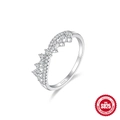 Elegant S925 sterling silver crown ring with sparkling white cubic zirconia stones - S925 Silver Crown Style