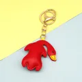 Portachiavi a forma di uccello in pelle PU rossa con moschettone dorato e becco - Rosso