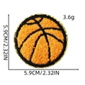 Chenille basketball patch with gold sequins and measurement details, 5.9cm diameter - Chenille Basketball Patch 2#