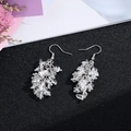 Handmade long tassel earrings with natural white crystal stones and silver hooks - Silver Hook Style / White Crystal