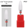 Embout manucure céramique PT17 Torch Cylinder F avec tige 3/32 pouce et base rouge - PT17 Cylindre Torche Fin (F)