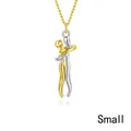 Close-up of small size hug pendant in gold and silver finish with polished chain - Small 3cm / Silver + Gold (Gold Chain)