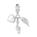 S925 sterling silver heart, musical note, and wing pendant charms for DIY bracelet - Heart Note Wing Triple Charm (BSC814)
