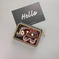 Bohemian black leather wallet with intricate handmade colorful beaded elephant embroidery - No.17 (Elephant Motif)
