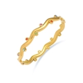Bracciale a onde dorato in acciaio al titanio con pietre preziose colorate incastonate - Oro/Zirconia Multicolore