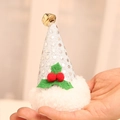 Silver sequin Christmas hat hair clip with white plush trim and golden bell charm - Silver Sequin Clip