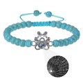 Bracelet en perles de turquoise avec patte argentée et pierre de projection 100 langues Je t'aime - Bracelet de Turquoise