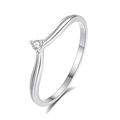 Elegant S925 sterling silver V-shaped ring with a sparkling round zircon stone - US 6 / Fdjz-255 / White Gold