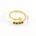 Ring aus 18k vergoldetem Edelstahl mit Herzdesign und grünem Kristall-Inlay - Grün