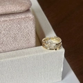 Elegant gold butterfly double-layer open ring featuring sparkling white zircon accents - Butterfly Double-layer Pave Open (J6079)