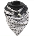 Thick warm gray scarf with ginkgo leaf pattern and elegant metal clip fastener - Grey Ginkgo Leaf TFWJ406
