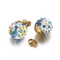 Boucle d'oreille Shamballa multicolore avec strass brillants et base en acier doré - 12mm / Or Multicolore (KE63295-Z)