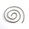 Silver stainless steel keel chain necklace with woven spiral design on white background - 6mm*60cm / Steel