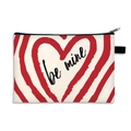 Neceser plegable de lona crema con diseño de corazón rojo y texto be mine - Patrón 1