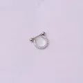 Barbell a U in acciaio inossidabile 20G con pavé di zirconi cubici bianchi - Stile Ferro di Cavallo Argento con Zirconia (346-1#)