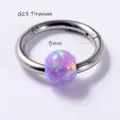 G23 Titanium septum ring with 8mm inner diameter and purple opal bead decoration - G23 Titanium/1.2x8mm / Purple