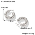 Grandi orecchini a C in acciaio inox argento con design a segmenti di bambù cavo - Orecchini Color Argento (F1360) / Color Acciaio