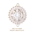 Golden round zircon crown pendant with trapezoidal crystals for jewelry making - Silver Round Large Micro-Pave (L0655-B)