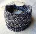 Elastic cotton headband featuring a black and white snake print pattern for women - 78-Snake Skin Loop