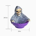 Ciotola per frutta teschio animata di Halloween con base viola e sensore sonoro - No.1 Scheletro in Garza Grigia / Viola