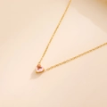 Pink heart birthstone pendant on 18k gold plated titanium steel chain necklace - October-Pink Tourmaline