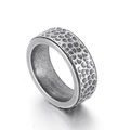 Anillo retro de acero inoxidable para hombre con diseño martillado y acabado de plata - US 8 / Negro mate