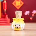 Yellow ceramic money bag storage jar with koi carp and baozi picks decoration - 3098 Takeaway God - Yellow / Extra Large Tray Display Series