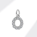 Silver letter O pendant with sparkling cubic zirconia stones for DIY jewelry making - White Gold (Letter O)