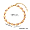 Detailed view of pink gemstone bracelet with heart charms and 18cm+5.5cm size markings - Pink Stone/Heart Charm (ZHB2635-Gold) / Gold
