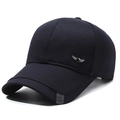 Dark blue men's baseball cap with silver metal emblem and side sport fashion label - Wing Badge Navy Blue