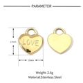Detailed specs of 17mm x 15mm gold stainless steel heart pendant with LOVE engraving - VG580-Gold Love Lettered Heart