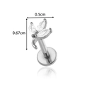 Silver stainless steel labret stud with a marquise zircon fan design, 0.67cm length - Three-leaf Style (0196-6#) / Silver