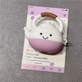 Cute teapot-shaped silicone case for AirPods Pro 2 in white and pink with a smile face - Teapot + Hook / AirPods 1/2 Gen