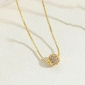 Minimalist gold necklace with box chain and purple zircon pavé spherical pendant - Purple