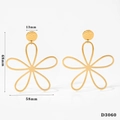 Grandi orecchini a forma di fiore dorato traforato con trama martellata raffinata - Stile Fiore d'Oro (D3060)