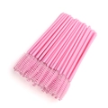 Bulk disposable pink eyebrow and eyelash brush spoolies for makeup styling - Pink Handle - Pink Bristles