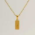 Minimalist gold-plated stainless steel necklace featuring a square pendant with letter I - Letter I