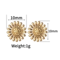 10mm 18K gold plated stainless steel sunflower stud earrings weighing 1g per pair - Sunflower
