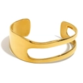 Minimalistisches doppelreihiges Goldarmband mit asymmetrischem hohlförmigem Design - Asymmetrischer Doppelschichtstil / Gold