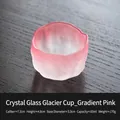 Pink gradient crystal glacier glass tea cup with textured surface 60ml capacity - Gradient Pink (Cup)