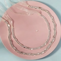 Diadema nupcial de lujo con diamantes de imitación plateados y cinta blanca de organza - Cinturón y Diadema