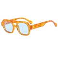 Occhiali da sole pilot vintage con montatura ambrata e lenti trasparenti azzurre - Montatura Ambra / Lenti Blu Chiaro (C3)